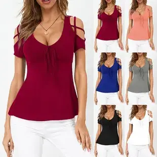 2025 Red Knitted V Neck Women's Top — feature 1