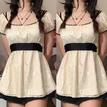 Women Sexy Hollow Strapless Hip Dress Summer Mesh — feature 6
