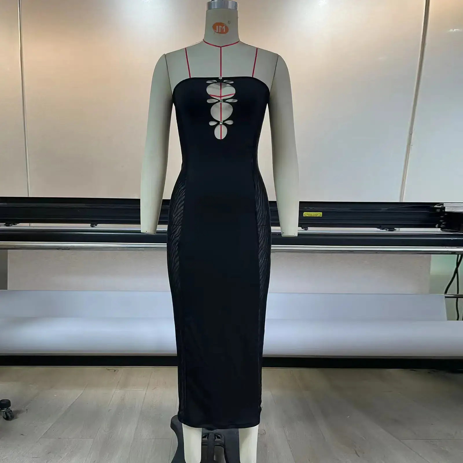 Women Sexy Hollow Strapless Hip Dress Summer Mesh