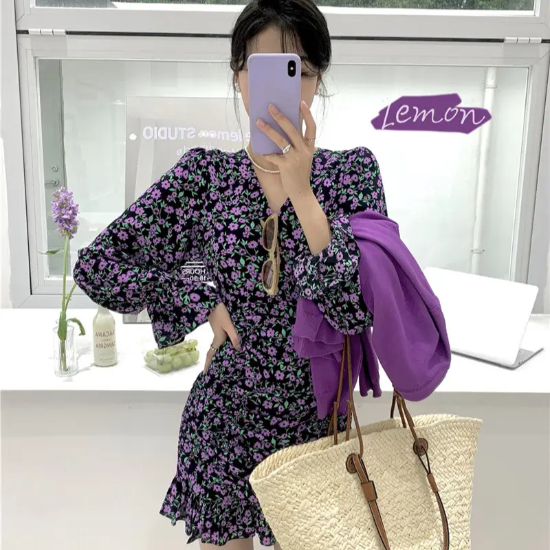 Korean Style Floral Pleated Dress for Women - Image 4