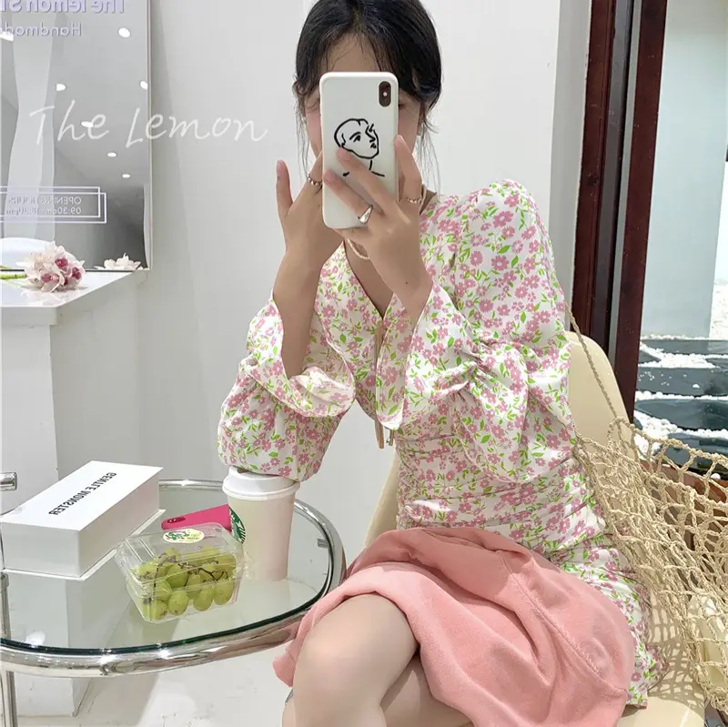 Korean Style Floral Pleated Dress for Women - Image 5
