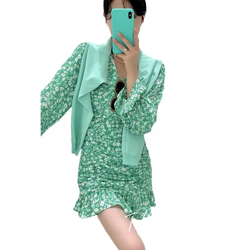 Korean Style Floral Pleated Dress for Women - Image 6
