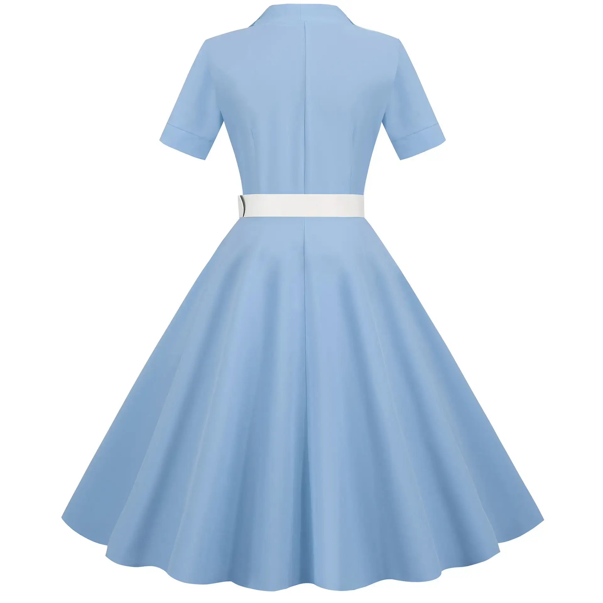 Pink 50s V-Neck Casual Party Dress — feature 4