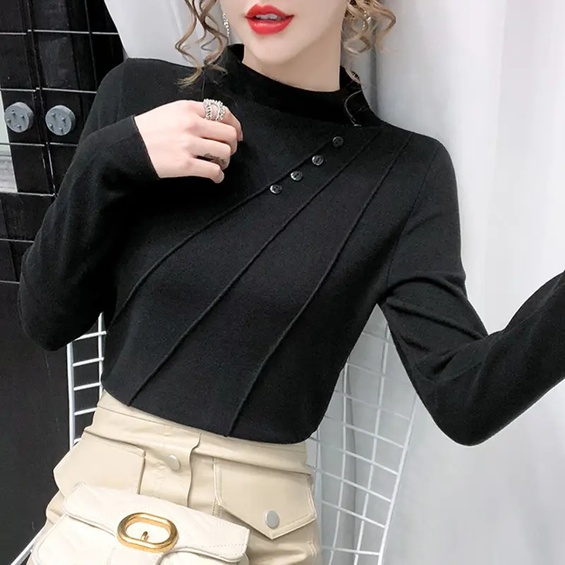Women's Green Half-High Collar Jacket with Thickened Base