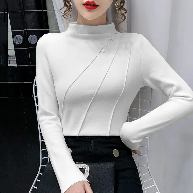 Women's Green Half-High Collar Jacket with Thickened Base - Image 6