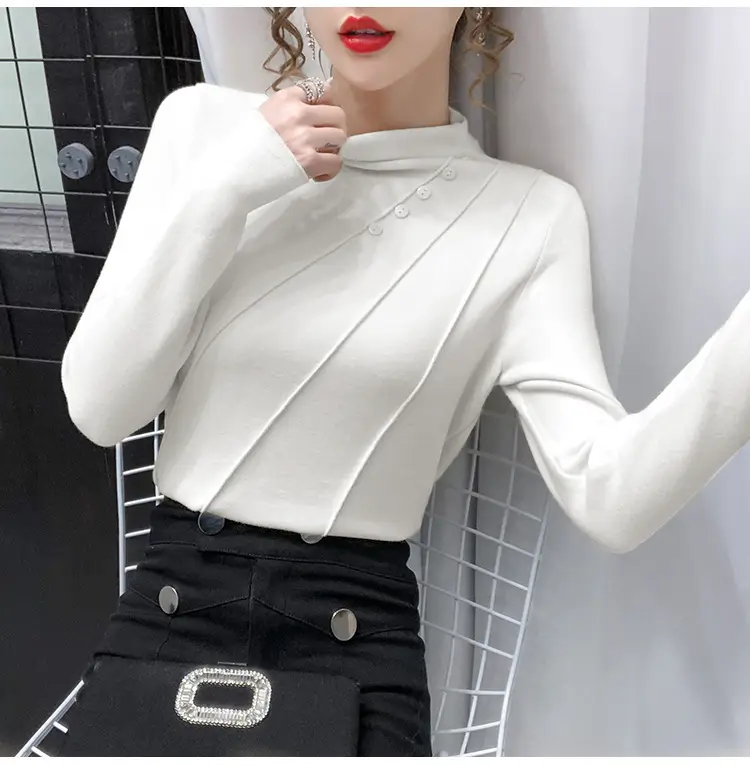 Women's Green Half-High Collar Jacket with Thickened Base — feature 11
