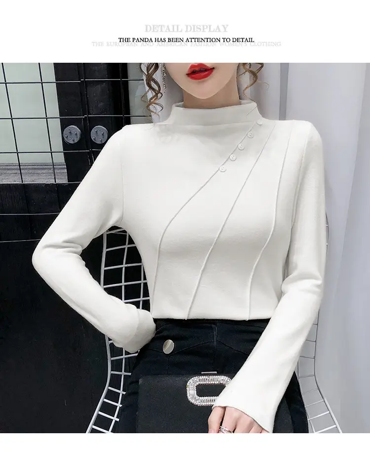 Women's Green Half-High Collar Jacket with Thickened Base — feature 12