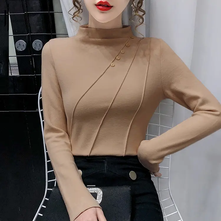 Women's Green Half-High Collar Jacket with Thickened Base — feature 24