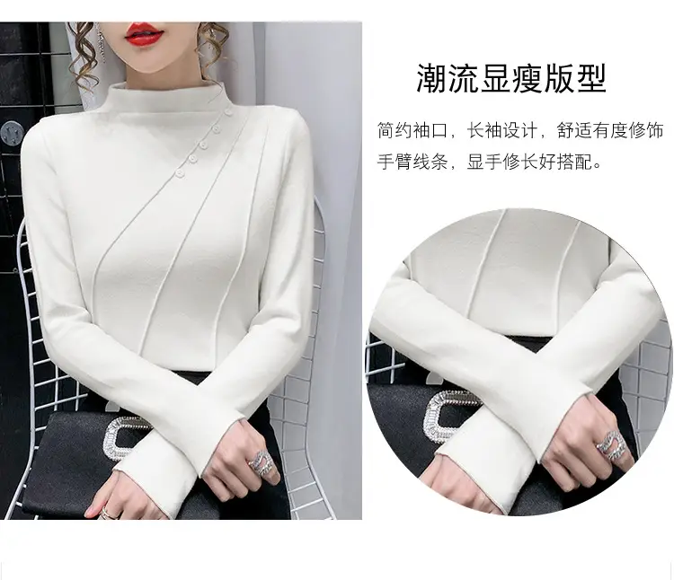 Women's Green Half-High Collar Jacket with Thickened Base — feature 8