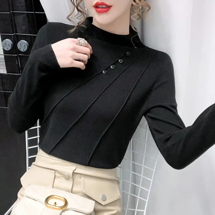Women's Green Half-High Collar Jacket with Thickened Base - Image 2