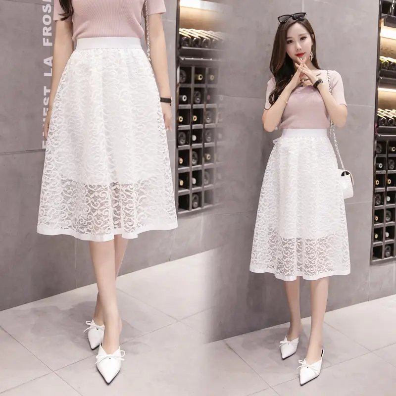 White Lace Skirt for Women Summer New Style