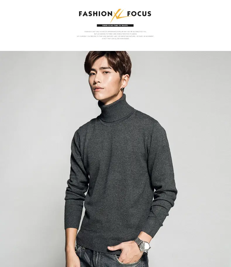 Men's 2023 Solid Color Turtleneck Pullover Sweater — feature 12