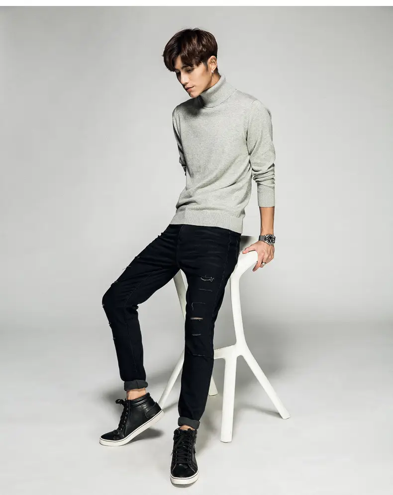 Men's 2023 Solid Color Turtleneck Pullover Sweater — feature 24