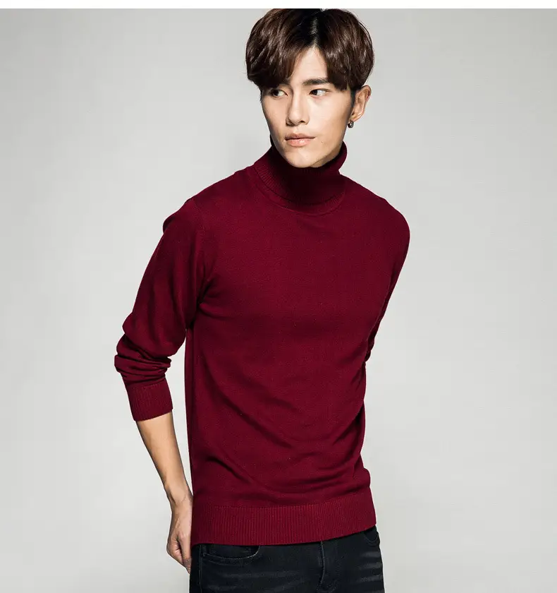 Men's 2023 Solid Color Turtleneck Pullover Sweater — feature 26