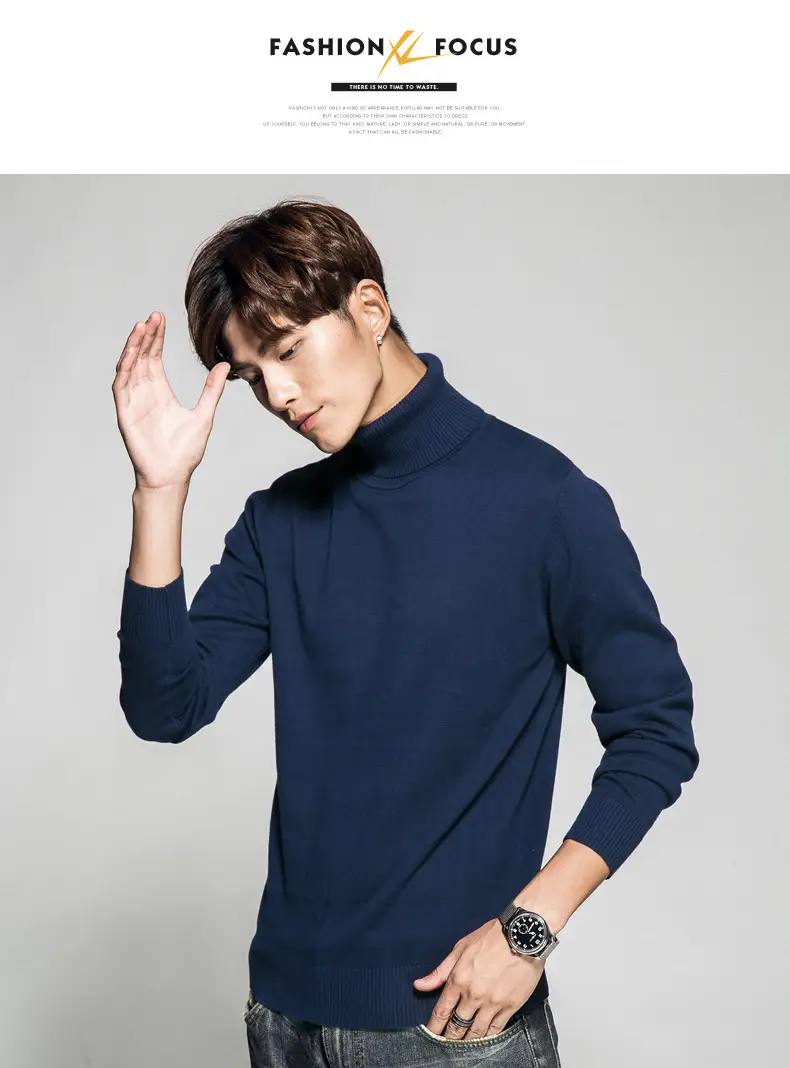Men's 2023 Solid Color Turtleneck Pullover Sweater — feature 8