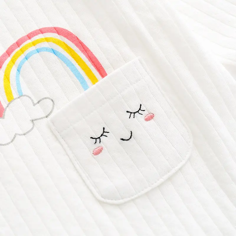 White Cotton Newborn Jumpsuit with Tiger Print - Image 4