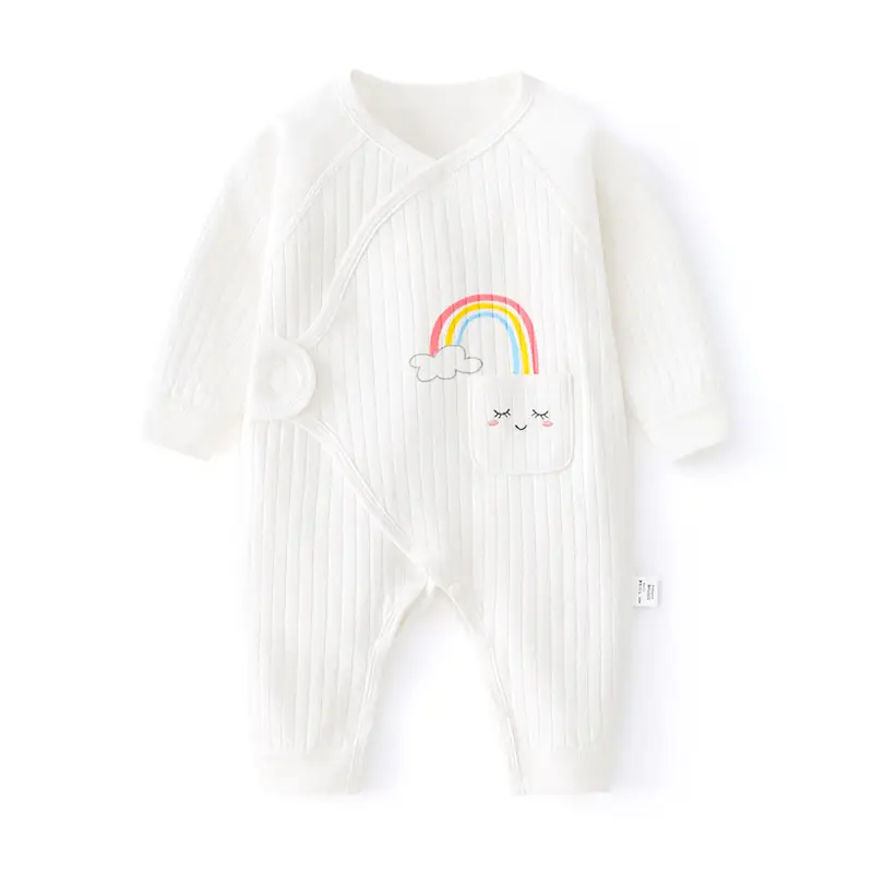 White Cotton Newborn Jumpsuit with Tiger Print - Image 6
