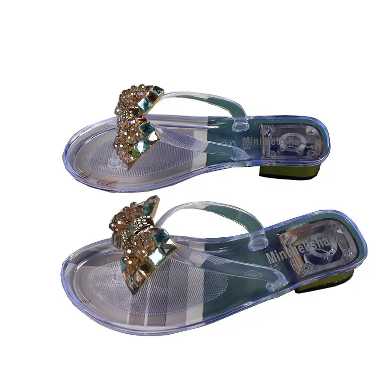 Women's Metal Beaded Flip Flops Low Heel Beach Wear
