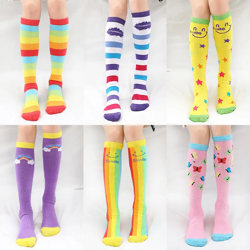 Rainbow Striped Cotton Over-the-Knee Socks for Boys Girls - Image 9