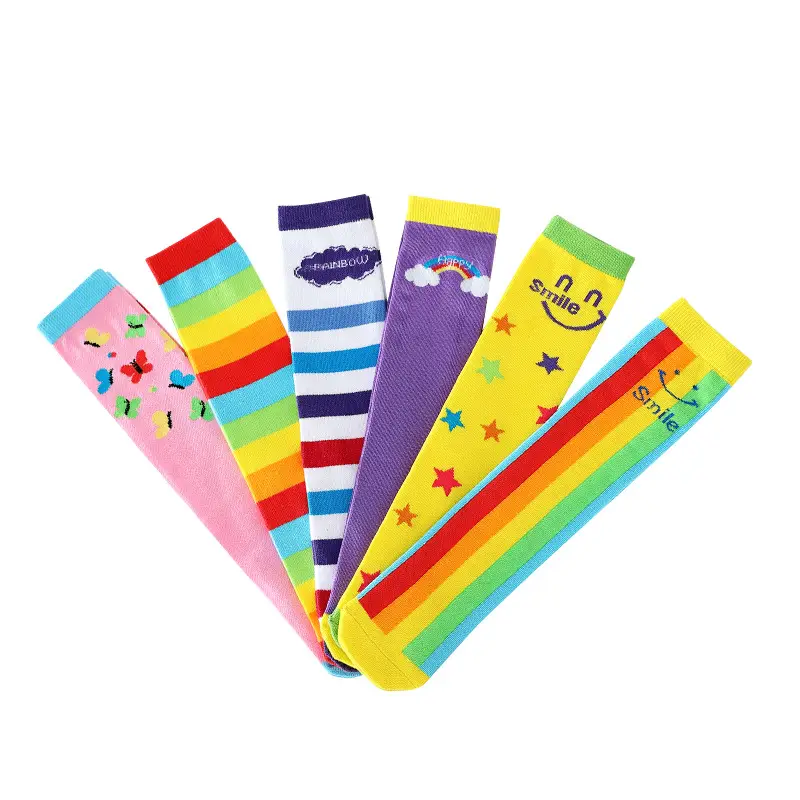 Rainbow Striped Cotton Over-the-Knee Socks for Boys Girls - Image 11