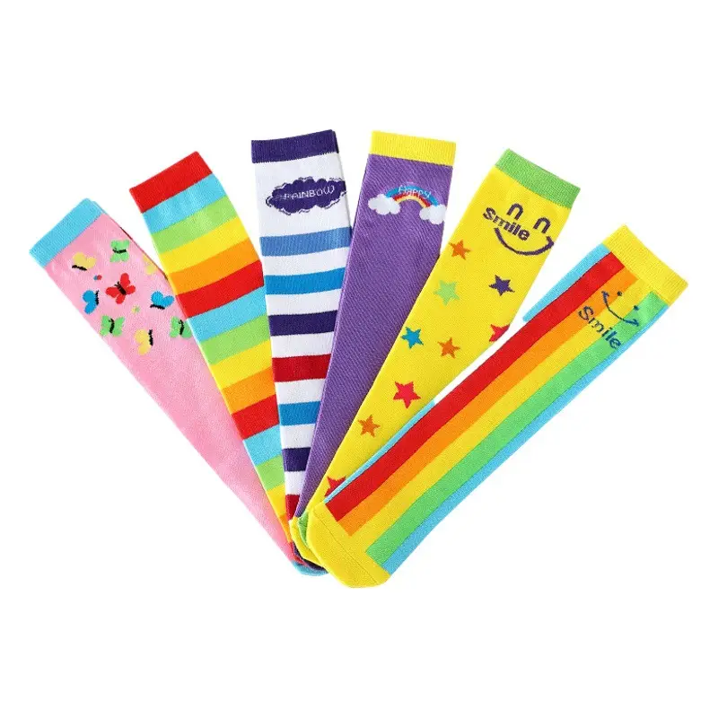 Rainbow Striped Cotton Over-the-Knee Socks for Boys Girls