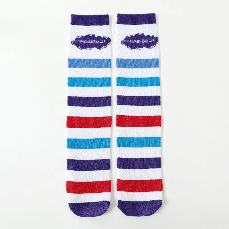 Rainbow Striped Cotton Over-the-Knee Socks for Boys Girls - Image 4