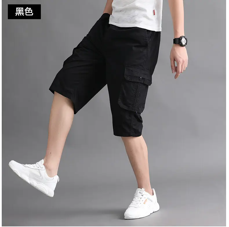 Men Cargo Shorts Olive Cotton Summer Casual Pants — feature 15