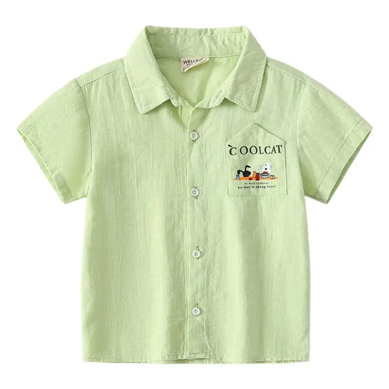 Boys 2Pc Short Sleeve T-Shirt Light Green White Casual 2023