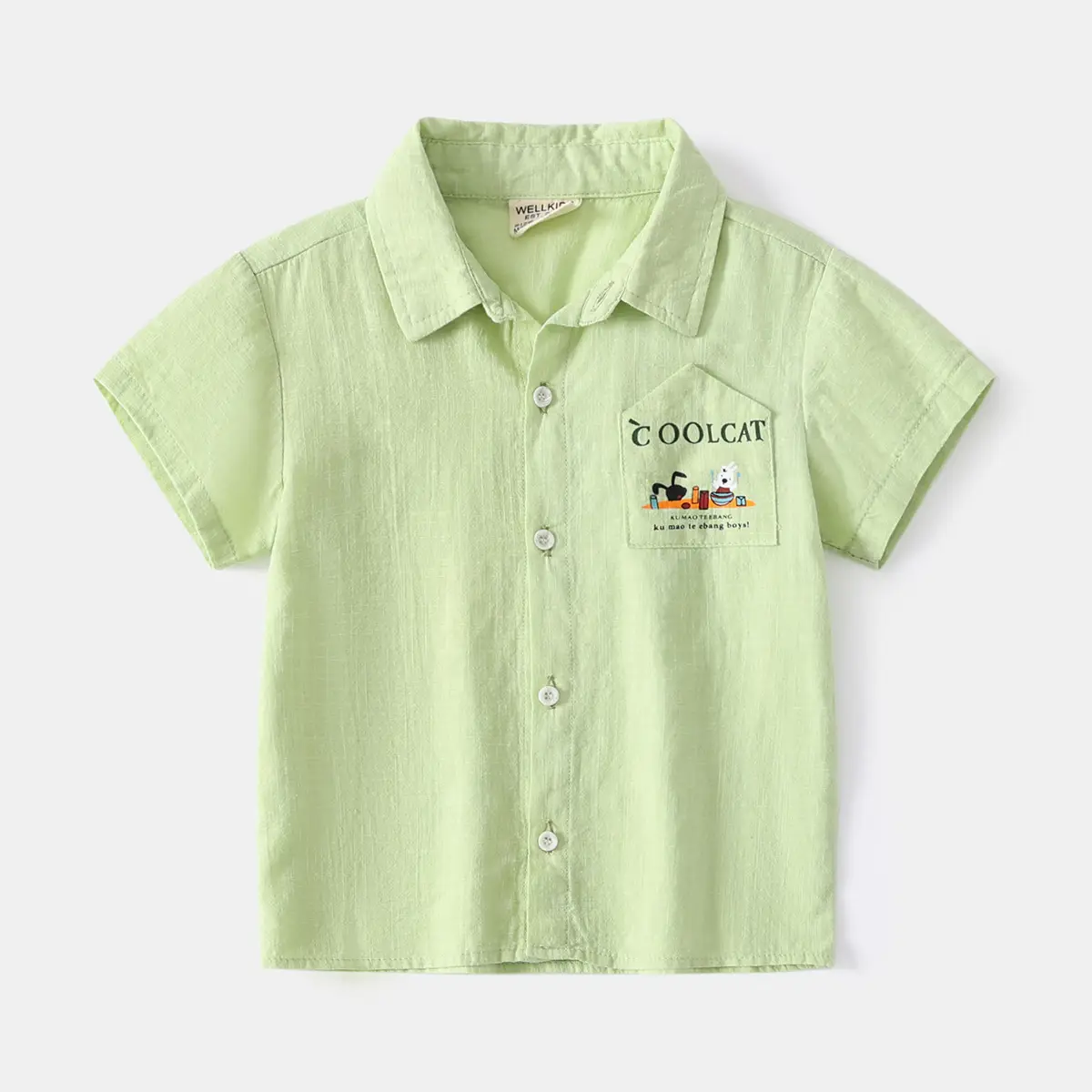 Boys 2Pc Short Sleeve T-Shirt Light Green White Casual 2023 - Image 2