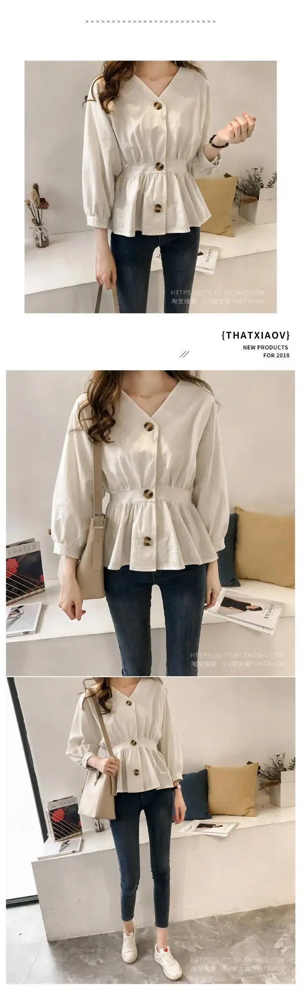 2024 Women's Korean Style V Neck Shirt with Waist Belt — feature 12