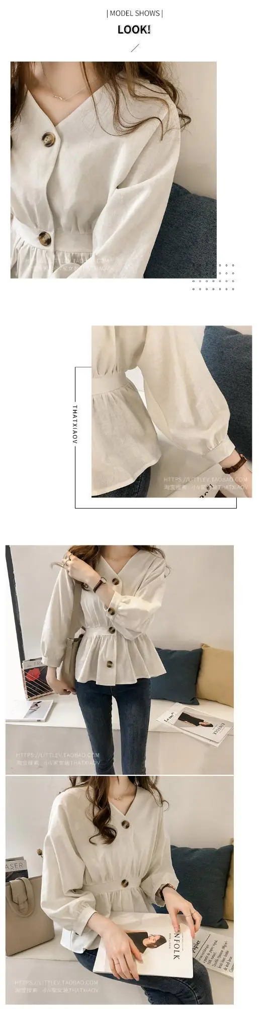 2024 Women's Korean Style V Neck Shirt with Waist Belt — feature 13