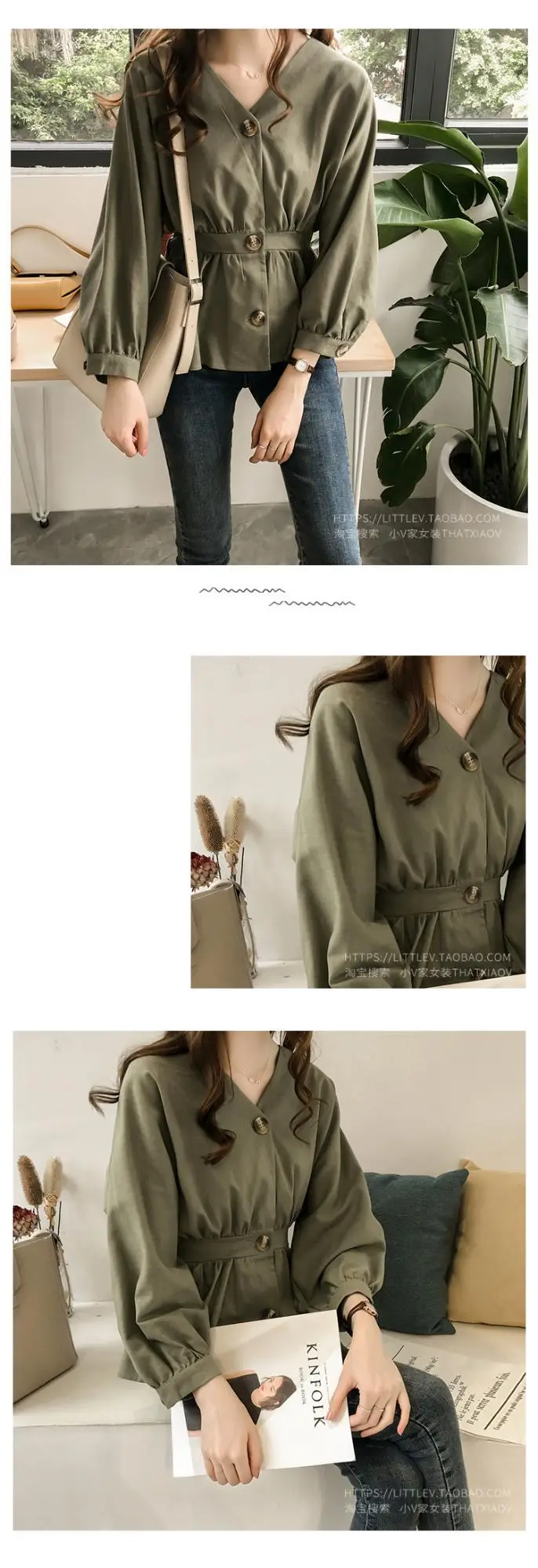 2024 Women's Korean Style V Neck Shirt with Waist Belt — feature 9