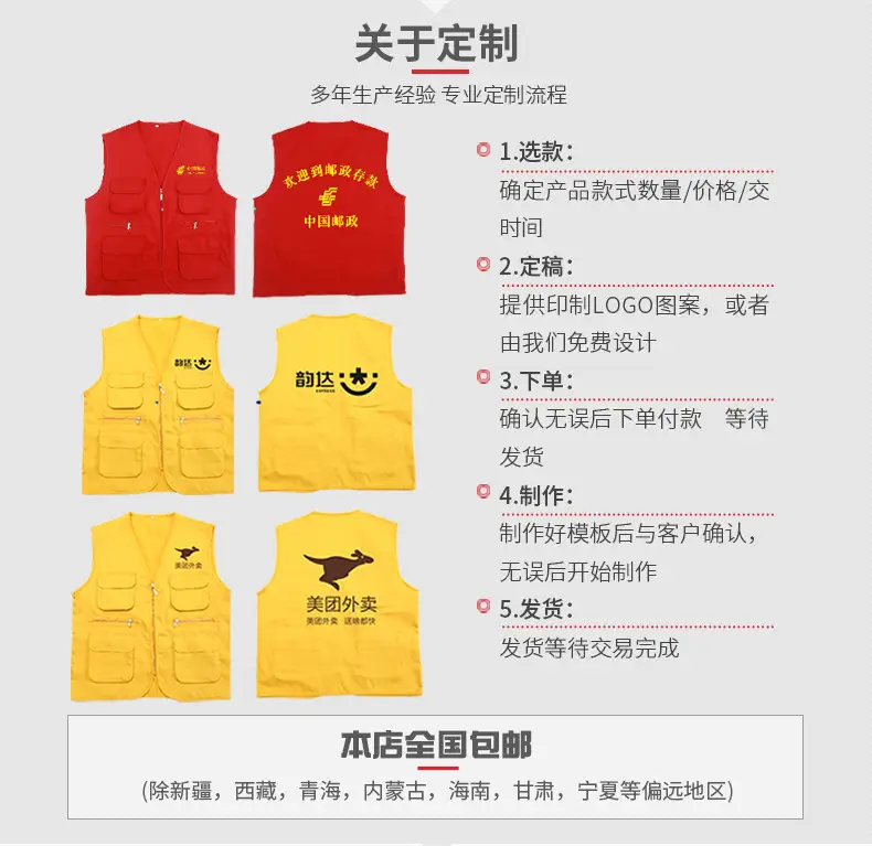 Red Multi-Flap Pocket Vest for Men — feature 5