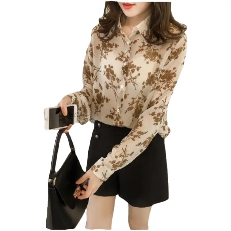2025 Summer Women's Printed Long Sleeve Top Bottoming Set