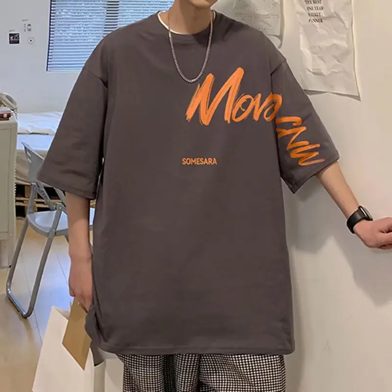 Men Blue Japanese Style Loose T-Shirt 2022 Summer - Image 4