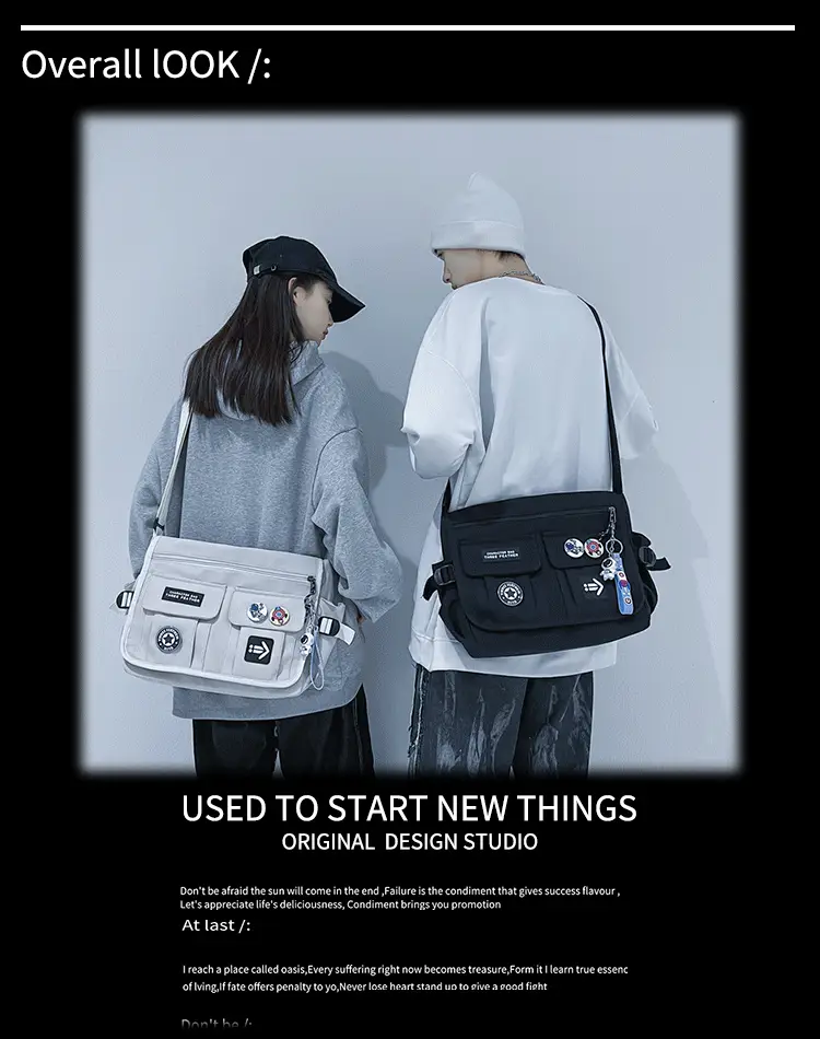 New Crossbody Bag for Men Women Canvas Satchel Student Messenger — feature 2