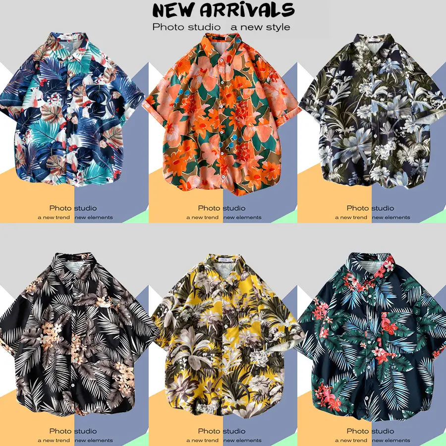 Men's Super Hot Hawaiian Floral Short Sleeve Shirt - Image 66