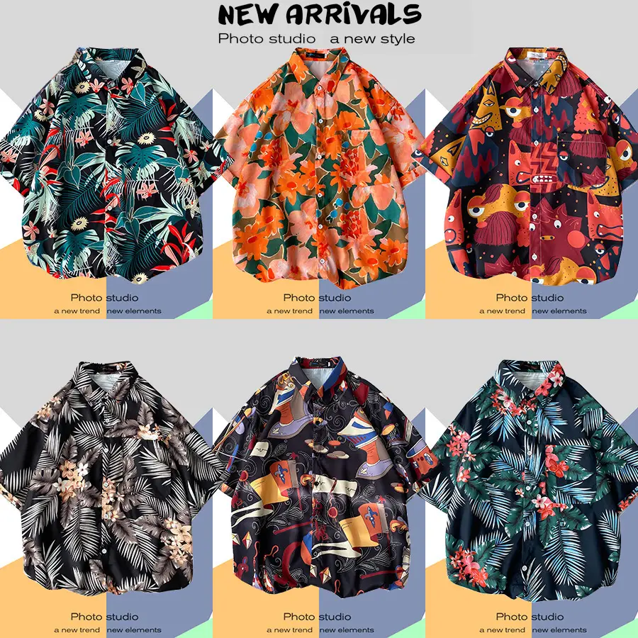 Men's Super Hot Hawaiian Floral Short Sleeve Shirt - Image 67