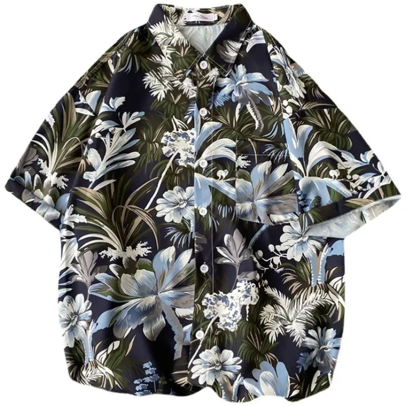 Men's Super Hot Hawaiian Floral Short Sleeve Shirt - Image 69