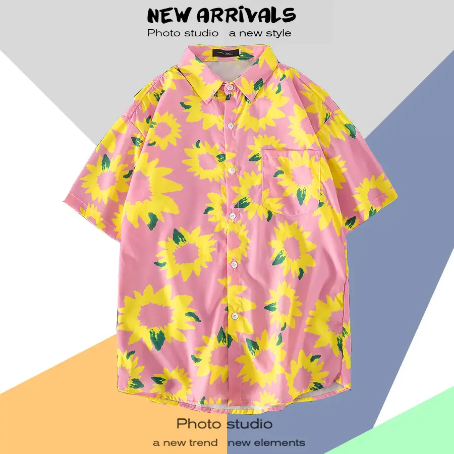 Men's Super Hot Hawaiian Floral Short Sleeve Shirt - Image 37
