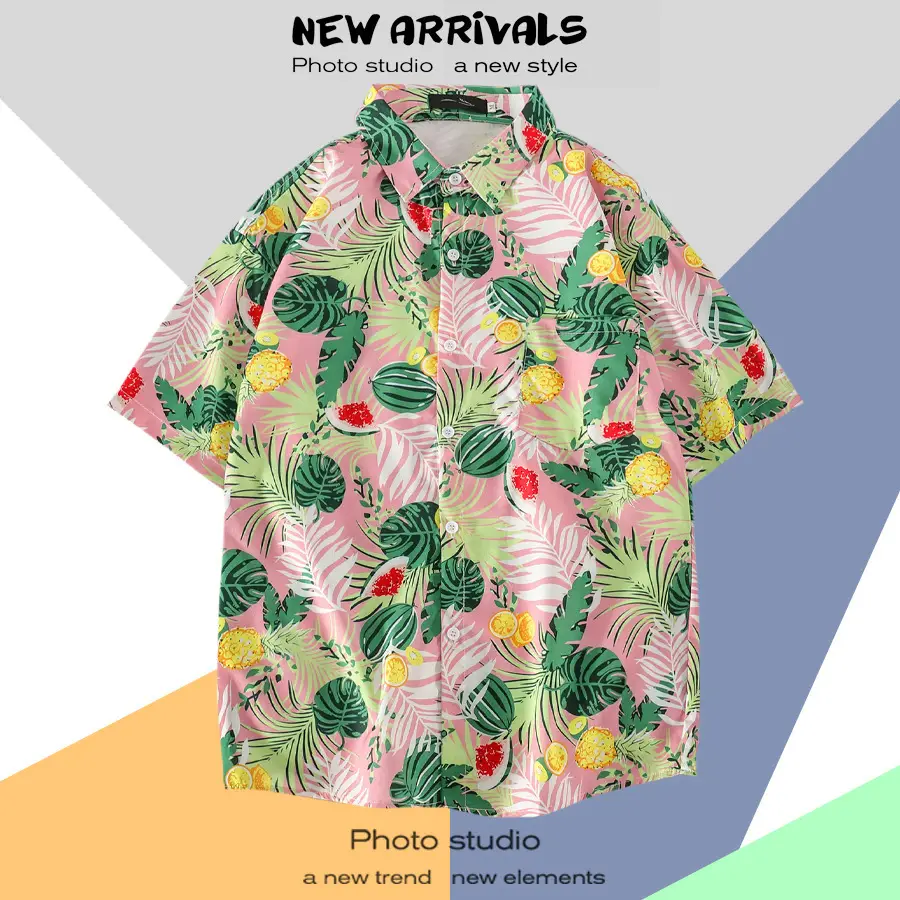 Men's Super Hot Hawaiian Floral Short Sleeve Shirt - Image 43