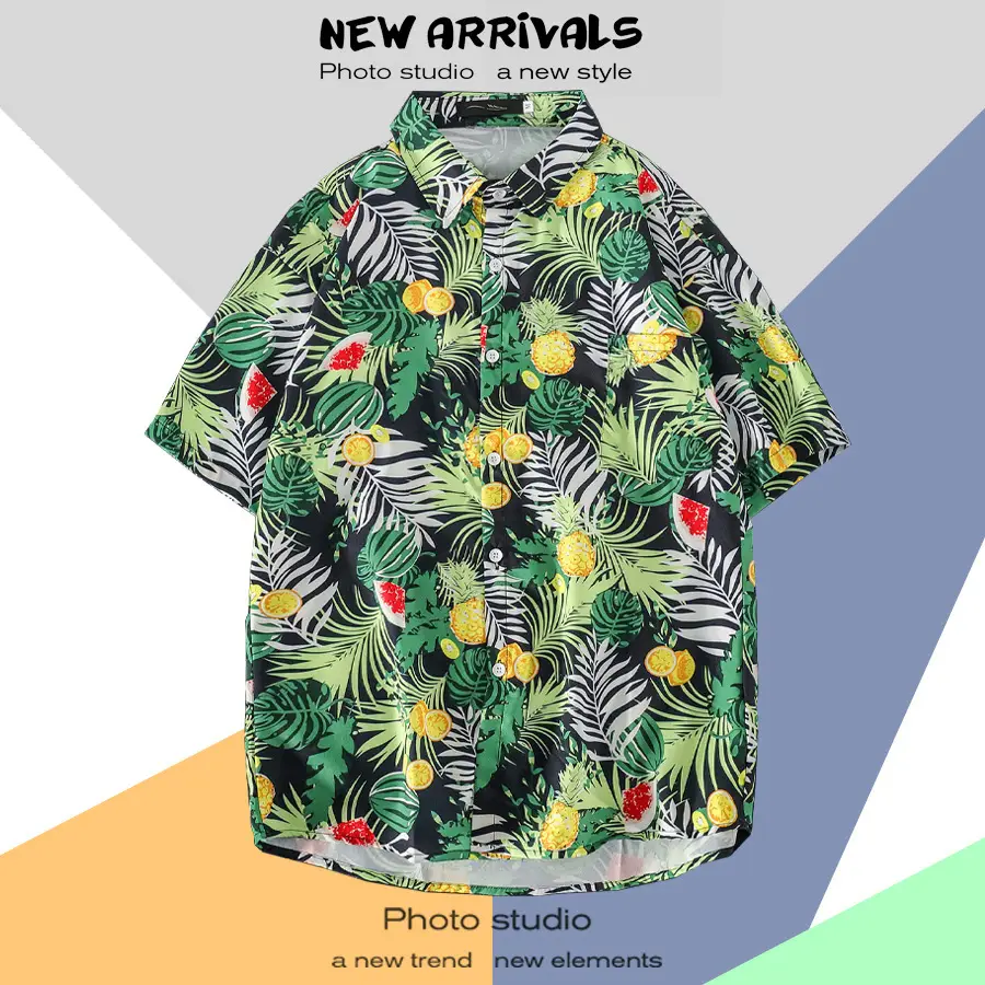 Men's Super Hot Hawaiian Floral Short Sleeve Shirt - Image 44