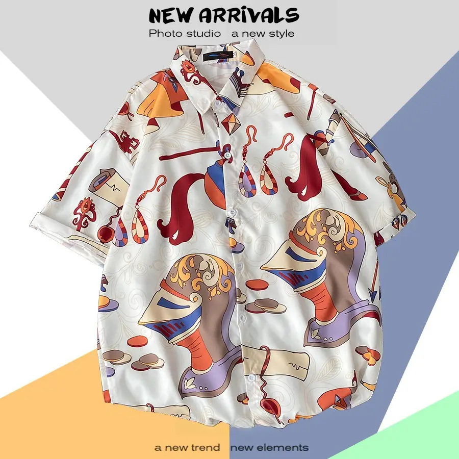 Men's Super Hot Hawaiian Floral Short Sleeve Shirt - Image 47