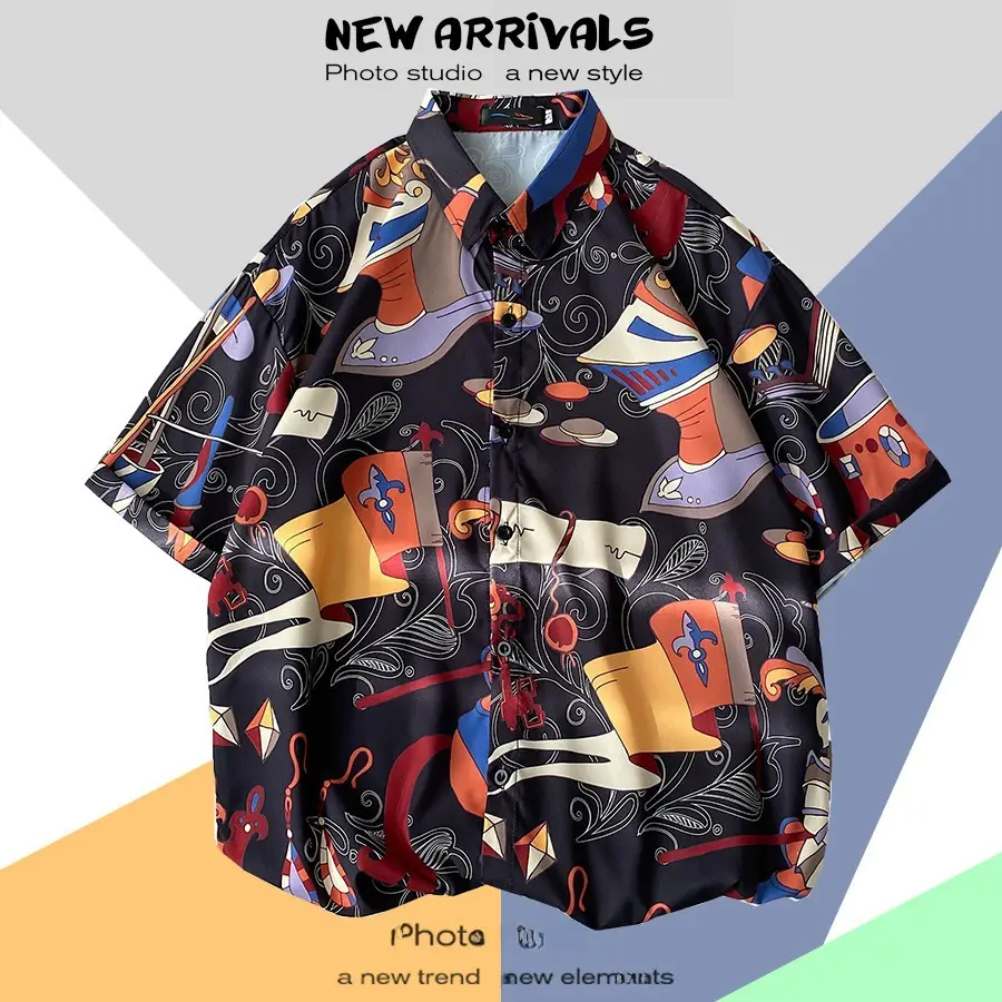 Men's Super Hot Hawaiian Floral Short Sleeve Shirt - Image 51