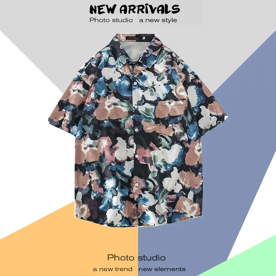 Men's Super Hot Hawaiian Floral Short Sleeve Shirt - Image 64