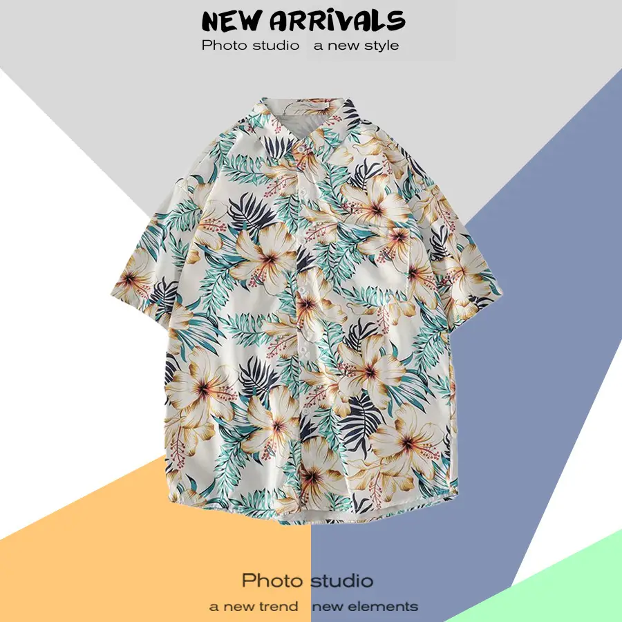 Men's Super Hot Hawaiian Floral Short Sleeve Shirt - Image 31