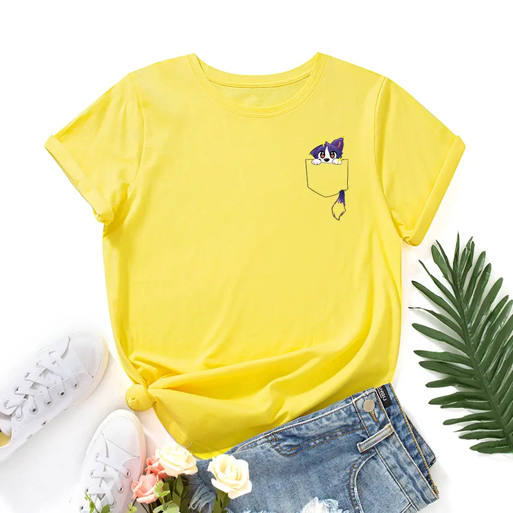 Blue Cotton Round Neck T-Shirt with Fox Print - Image 3