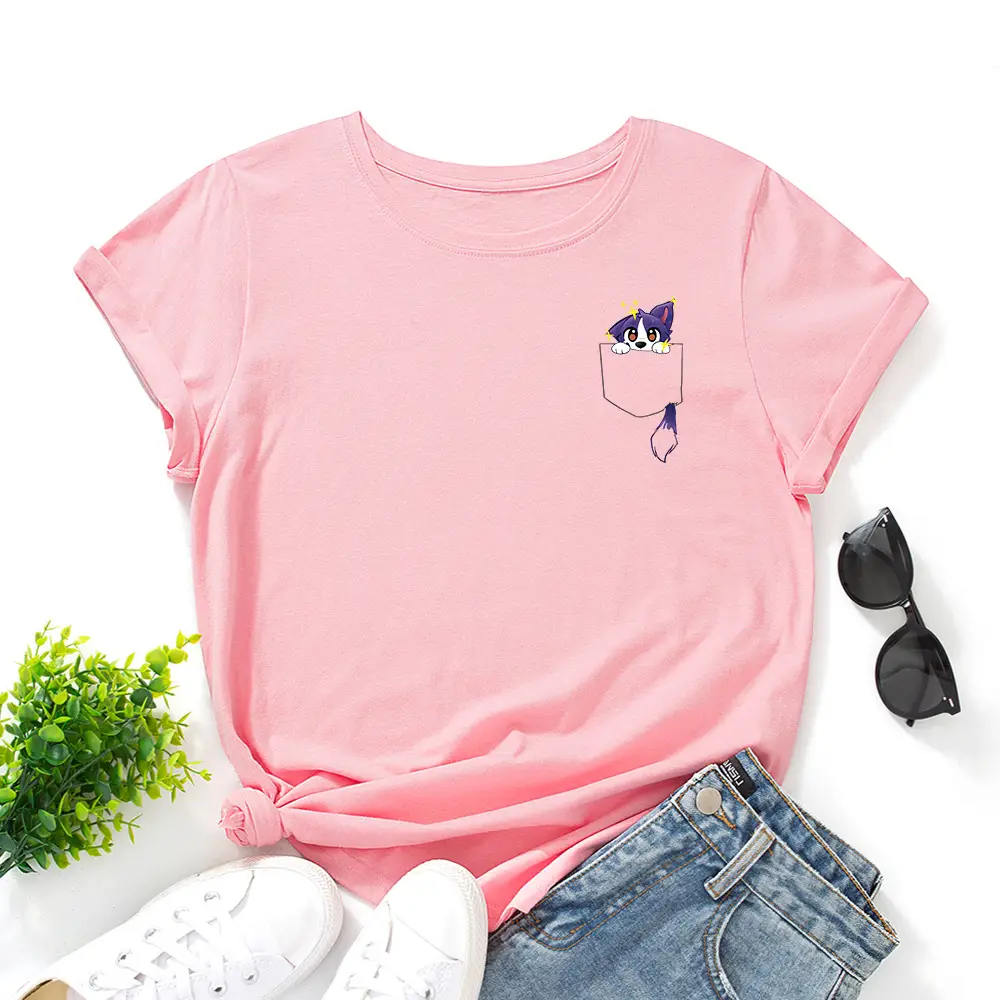 Blue Cotton Round Neck T-Shirt with Fox Print - Image 9