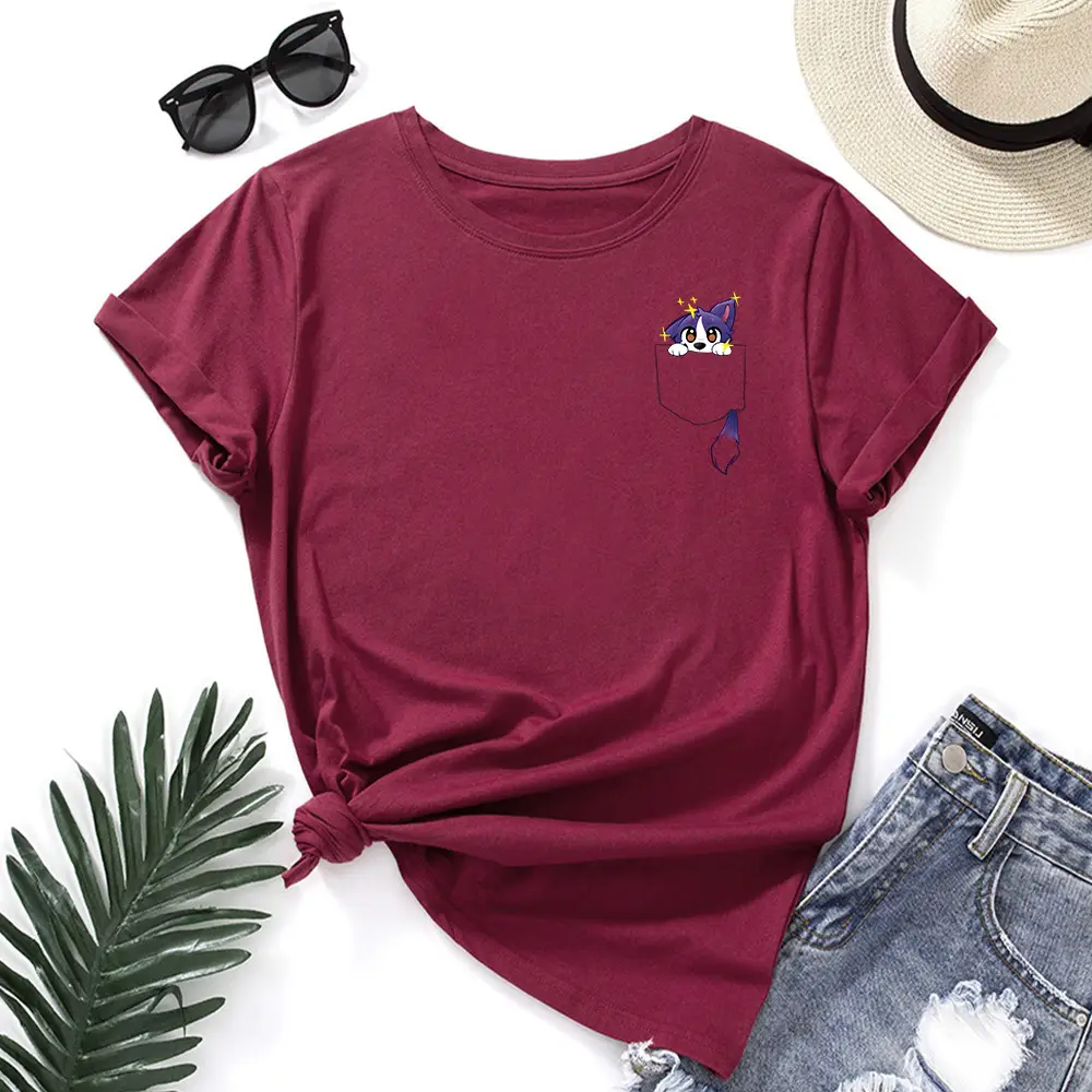 Blue Cotton Round Neck T-Shirt with Fox Print - Image 12
