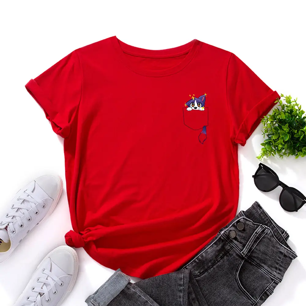 Blue Cotton Round Neck T-Shirt with Fox Print - Image 2